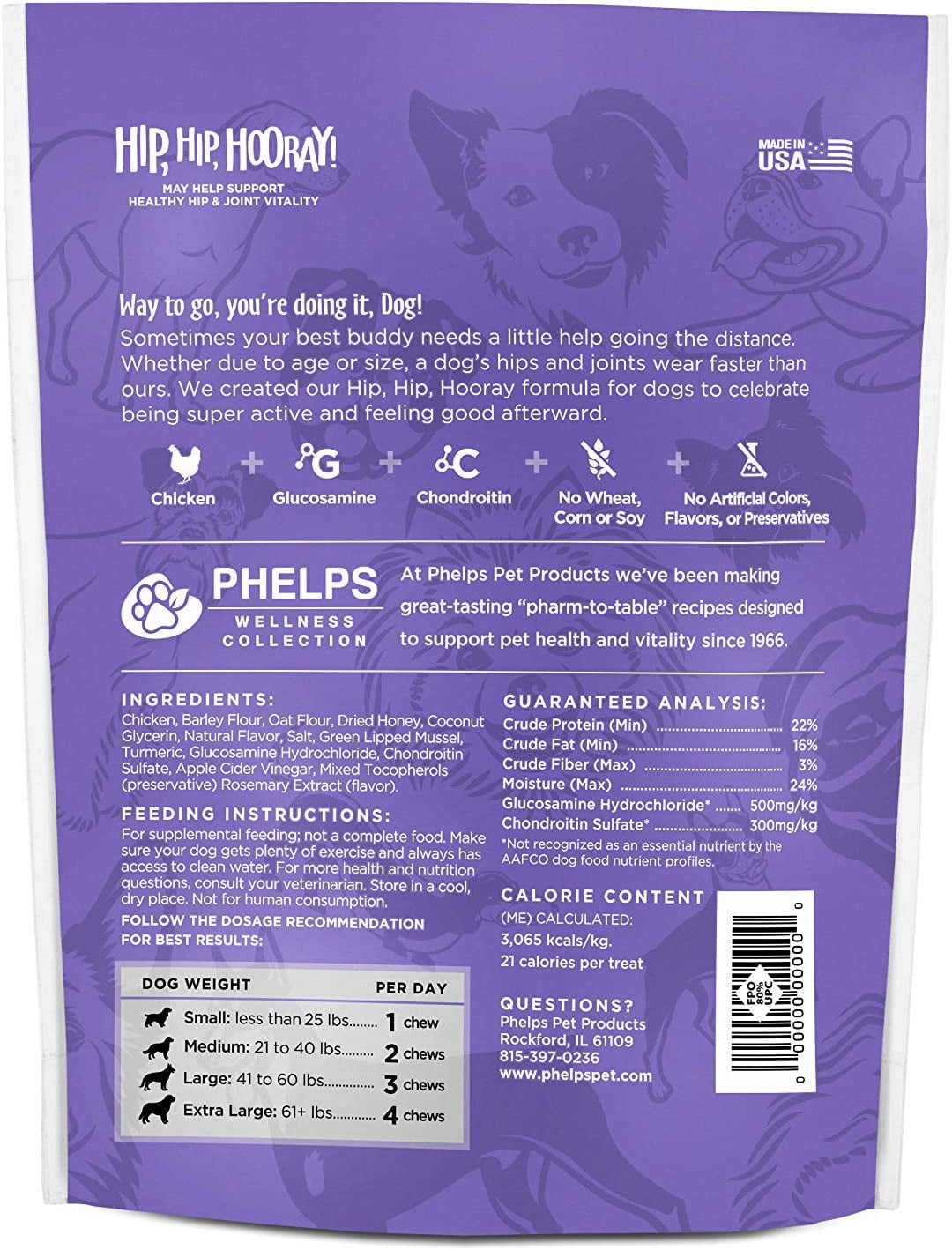 Phelps Wellness Collection Hip, Hip, Hooray Joint Health Chicken Dog Treats 2 Pack 4.5 oz