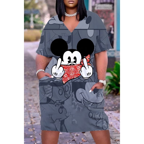 Disney Plus Size Women's Summer Sun Dresses Ladies 2022 Woman Party Dresses 2022 Year Fashion Oversized Dress 5xl Clothing MaxiXXXL Gao Jinjia LED