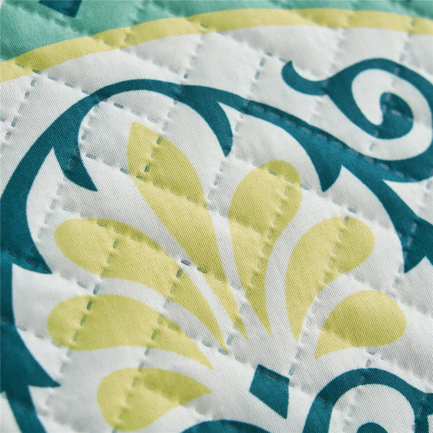 JML Quilt Set 3-Piece King Size, Soft Reversible 1 Quilt & 2 Shams Bedspread Coverlet Set,Atrovirens & Yellow