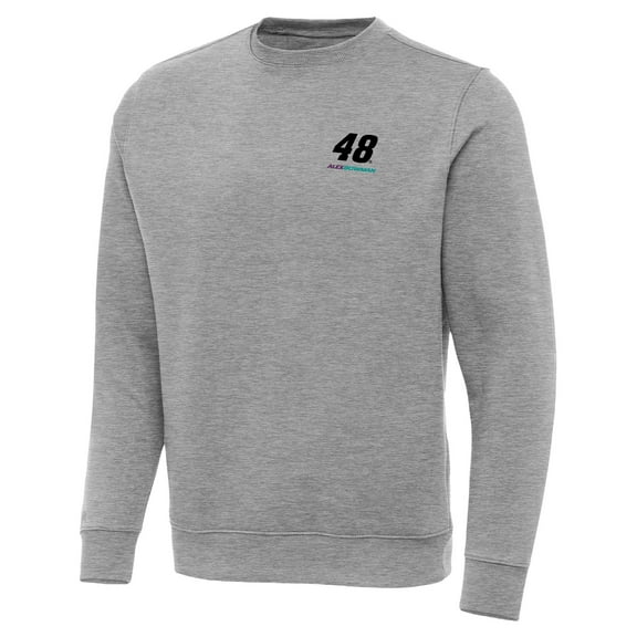 Men's-Antigua  Heather Gray Alex Bowman Victory Pullover Sweatshirt