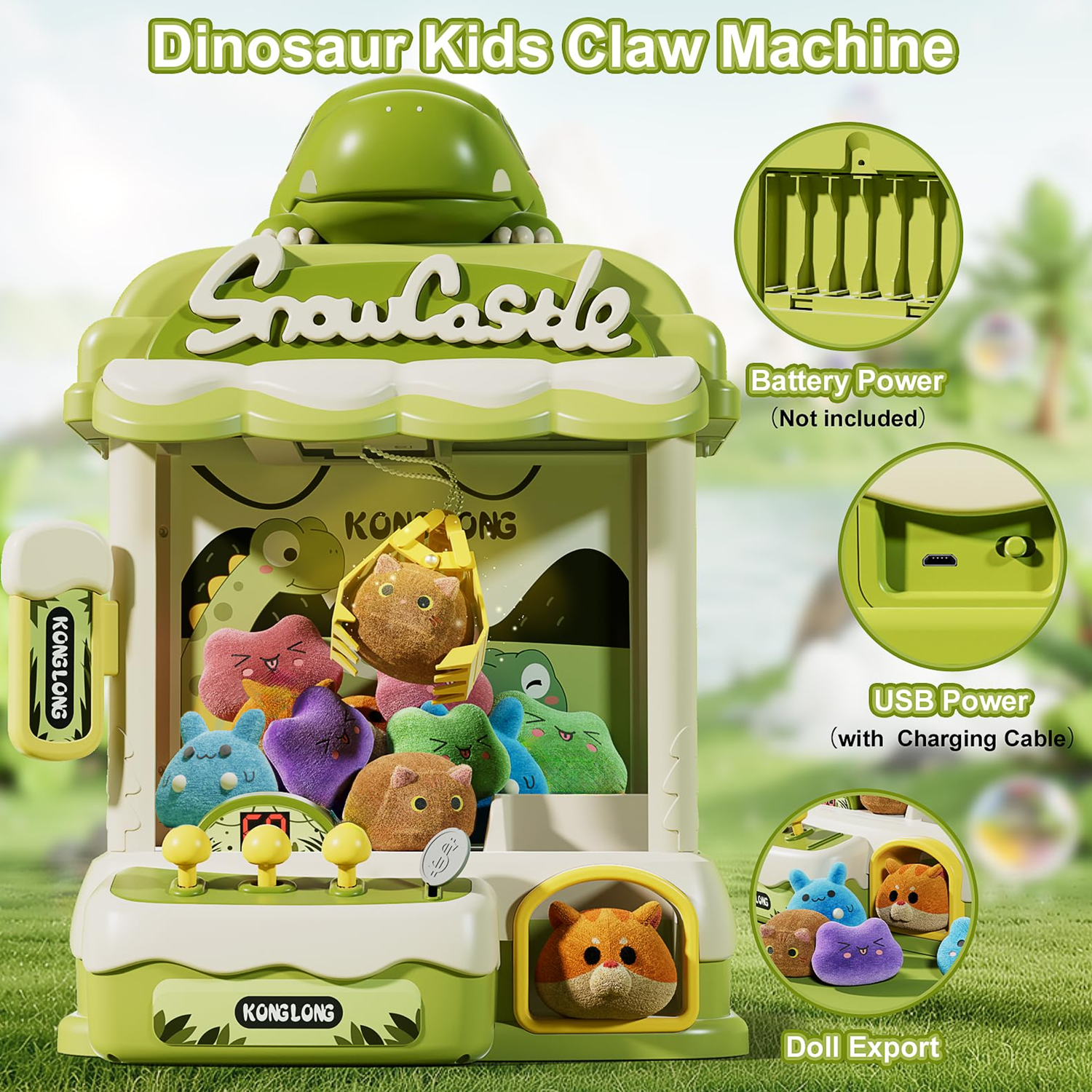 Risehigh Claw Machines for Kids Dinosaur Toys for Boys Age 6+, Arcade Toy Games with Light Music, Candy Dispenser Machine Mini Vending Machine with 30 Accessories Christmas Birthday Gifts Age 6-12