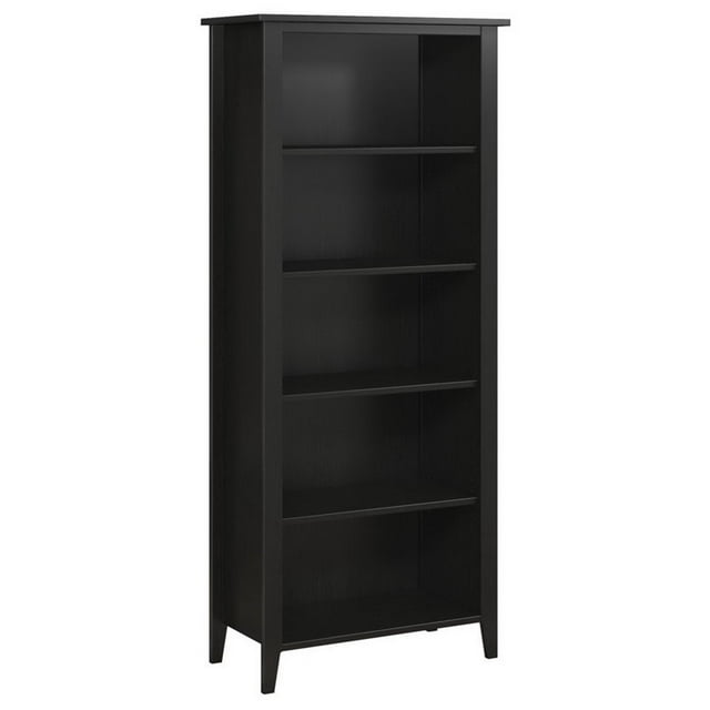 Kathy Ireland by Bush Connecticut 5 Shelf Bookcase in Black Suede Oak