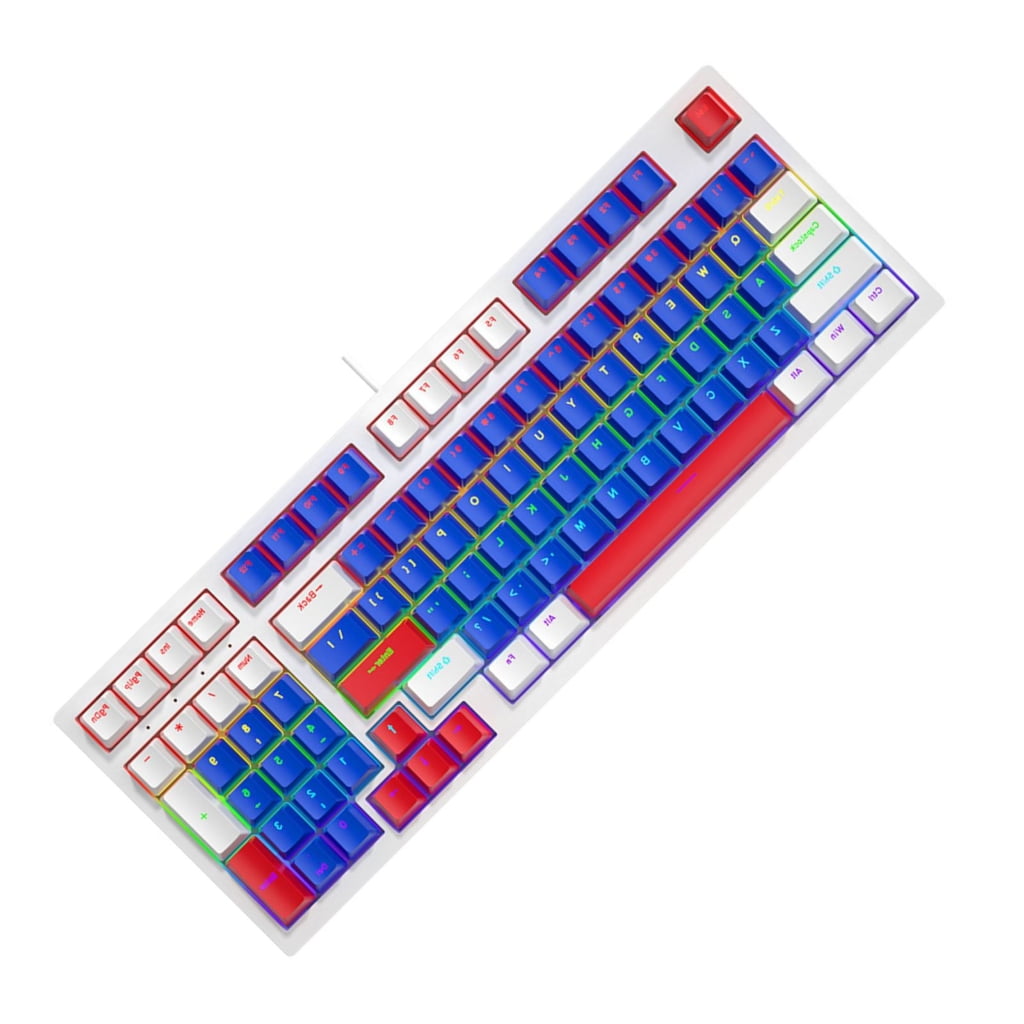 Portable 98Keys Gaming Keyboard with LED Backlights, Shaft Components Ergonomic Keyboard for Intense PC Gameplays