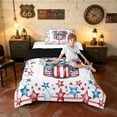 thumbnail image 3 of Manfei Colorful Stars Twin Comforter Sets, American Flag Bedding Set, Red White Blue, Black Reversible 2-Piece, 1 Comforter and 1 Pillowcase, 3 of 6