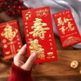 thumbnail image 1 of 6pcs/Set Longevity Blessing Chinese Red Pocket - Creative Red Envelopes For Blessing Supplies, Thickened Hard Paper, 1 of 4