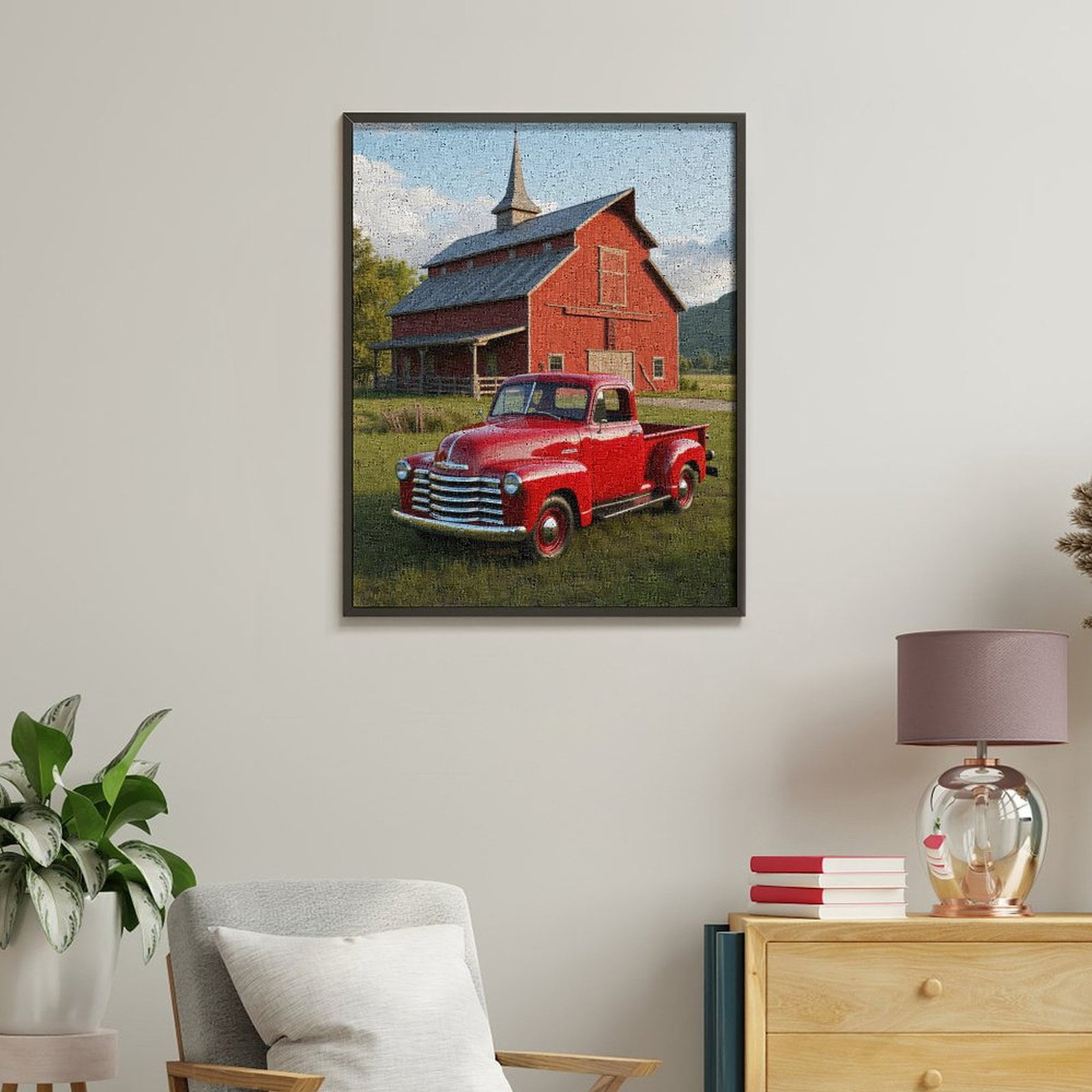 Paint by Numbers Kit for Adults, Red Truck Rustic Barn Landscape Paint by Numbers, Easy Paint by Numbers Kit for Adults Beginner, DIY Adult Paint by Number Kits on Canvas, Home Decor