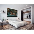 thumbnail image 2 of Mudket Leopard on Green Sofa with Orange Tree Canvas Wall Art, Vintage Tropical Luxury Wall Pictures for Living Room Print for Apartment Home Decor , Framed Ready to Hang - 12"L x 8"W, 2 of 9