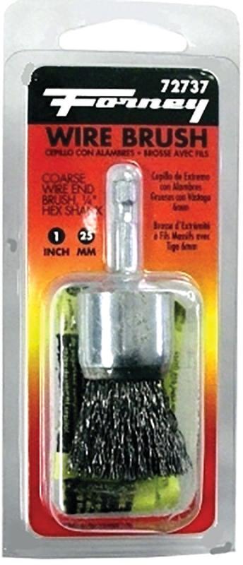 Forney 72737 Wire End Brush Coarse Crimped with 1//4-Inch Hex Shank 1/" NEW