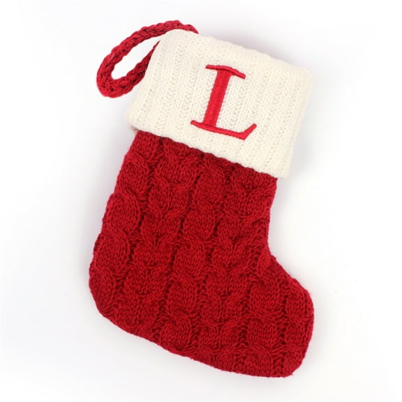 Bwiyojiz Christmas Decorations Home Decor Knitting Cotton Decoration Supplies Fine Socks Candy Bag Alphabet Tree Hanging Ornaments, Gifts for Yourself, Red