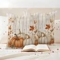 thumbnail image 3 of Vintage Pumpkin Fall Outdoor Waterproof Pillow Covers, Thanksgiving Botanical Leaves Wooden Decorative Square Throw Pillowcase Sofa Cushion Sham for Patio/Couch/Chair, 18"x18" 2 Pack, 3 of 8