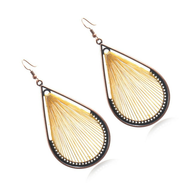 tredstone 2Pcs Earrings String Personality Ear Wire Causal Hanging Hook Party Jewelry Charm Accessories Girls Birthday Gifts Yellow 2Set