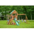 thumbnail image 6 of Creative Cedar Designs Mountain View Wooden Swing Sets with Tarp Roof with Purple Accessories & Green Slide, 6 of 10