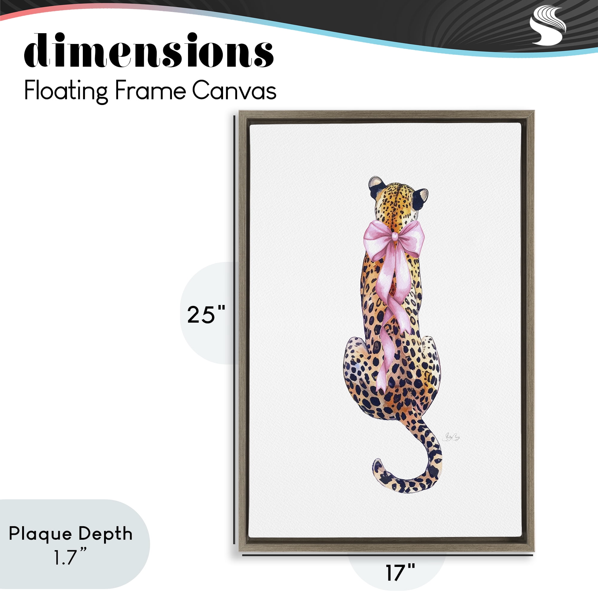Stupell Industries Poised In Pink Cheetah Brown Framed Floater Canvas Wall Art, design by Shelly Craig