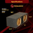 thumbnail image 3 of Q Power QBASS Cajas duales para subwoofer de audio para automóvil de material MDF resistente de 12 pulgadas con ventilación de puerto de ranura compartida y diseño de cámara dual, carbón, 3 of 5