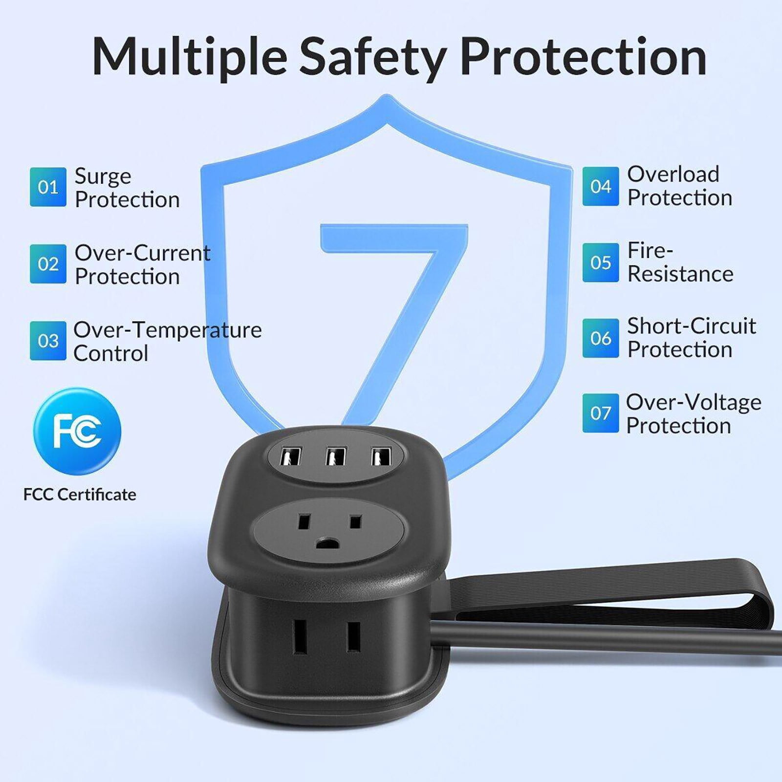 Travel Power Strip, Travel Extension Cord, Mini Extension Cord with 4 Outlets 3 USB Ports (1 USB C) with 4FT Wrapped Short Extension Cord Small Power Strip, Suitable for Home Hotel Travel