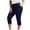 AO16_Navy, variant on Plus Size Capri Leggings for Women Stretch Knee Length Pull On Capris Elastic Waist Casual Slim Fit Workout Pants Navy 4XL