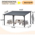 thumbnail image 3 of AECOJOY 14' x 12' Hardtop Patio Gazebo Wall Mounted, Heavy Duty Outdoor Pergola on Clearance with Galvanized Steel Roof, Waterproof Metal Grill Gazebo for Backyard, 3 of 6