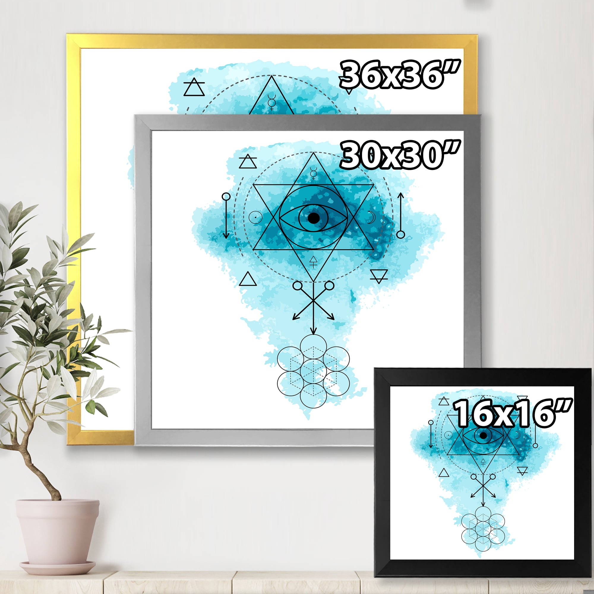 Designart 'Sacred Geometry and Symbol of Alchemy II' Bohemian & Eclectic Framed Art Print