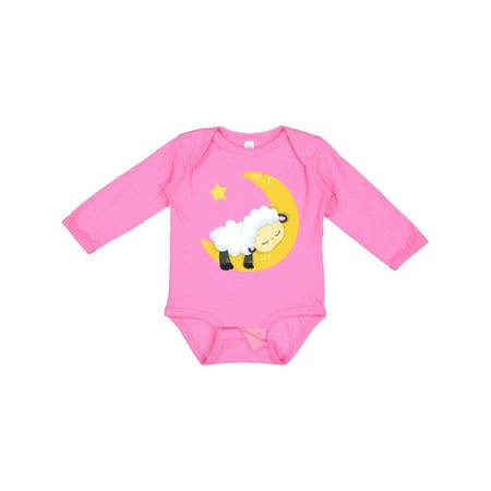 

Inktastic Cute Sheep Sleeping Sheep Moon Stars Sleepy Gift Baby Boy or Baby Girl Long Sleeve Bodysuit