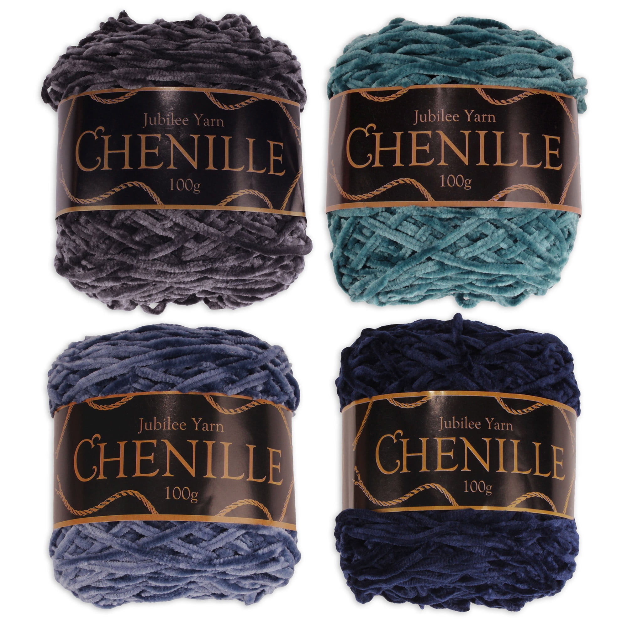 Chenille Yarn Worsted Weight Yarn 100g/skein Shades of Blue 4