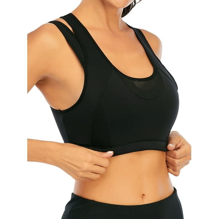 

Women s High Impact Sport Bras Workout Yoga Bras Back Support Bras Bounce Control Wirefree Mesh Top Racerback Sport Bras