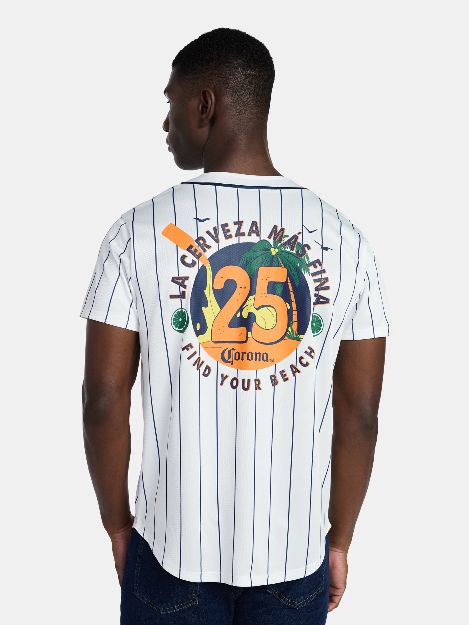 Corona Men's and Big Men's Front Back Graphic Button Up Baseball Jersey, Sizes XS-5XL