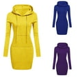 thumbnail image 1 of Gspmoly Robes Décontractées pour Femmes, Robe Chandail à Capuche Longue Décontractée à Manches Longues Unie à Empiècements à Col Rond pour Femmes, Robes de Vacances pour Femmes Offres Hebdomadaires, 1 of 5