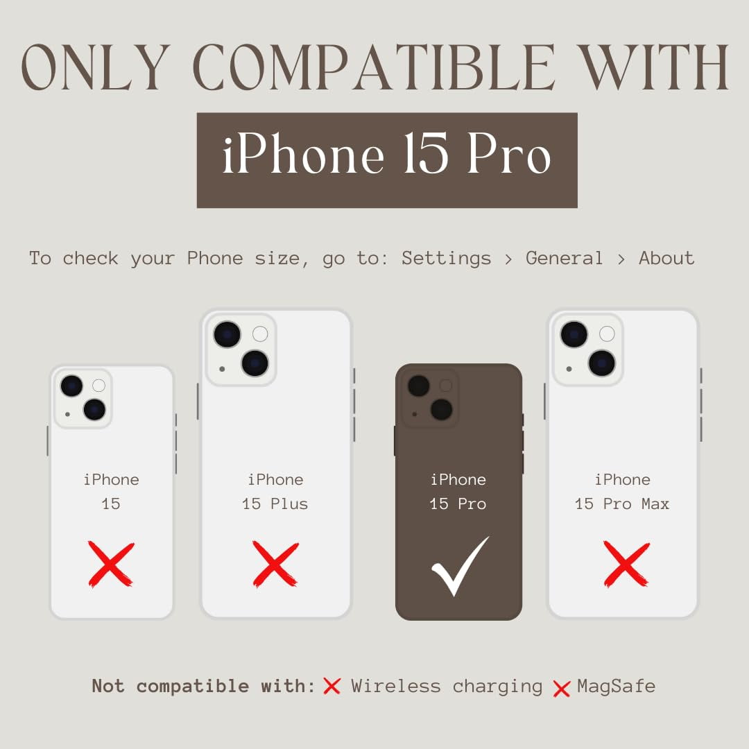 Walli Cases for iPhone 15 Pro Case Aesthetic Wallet Phone Case Card Holder, Securely Holds up to 2 Cards - Cute, Trendy Phone Cover for Women, fits iPhone 15 Pro, with Kickstand & Finger Strap