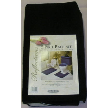 5 Piece Bath Rug Contour Lid Tank Cover Set Black - 5 Piece Bathroom Rug Set Black 5 Piece Bath Rug Contour Lid Tank Cover Set Black - 5 Piece Bathroom Rug Set Black