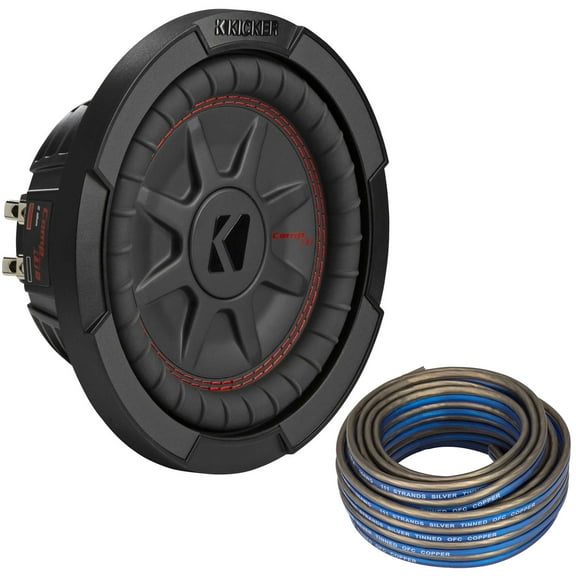 Kicker 48CWRT84 CompRT 8" Subwoofer, DVC, 4-ohm - Includes Speaker Wire