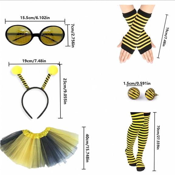 Adult Halloween Bee Costume Set with Wings, Cape, Headband and Glasses