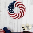 thumbnail image 3 of 18Inch Patriotic Roses Wreath, 4th of July Summer Soft Touch Foam Roses Wreath for The Front Door, Handcrafted Memorial Day Artificial Flowers Wreath for Indoor and Outdoor, 3 of 4