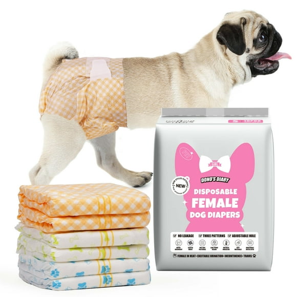 Dono Dog and Cat Diapers Female-60PCS, Disposable Female Dog Period Diapers for Heart with Wetness Indicator, Super Absorbent Doggie Puppy Diapers Female for X