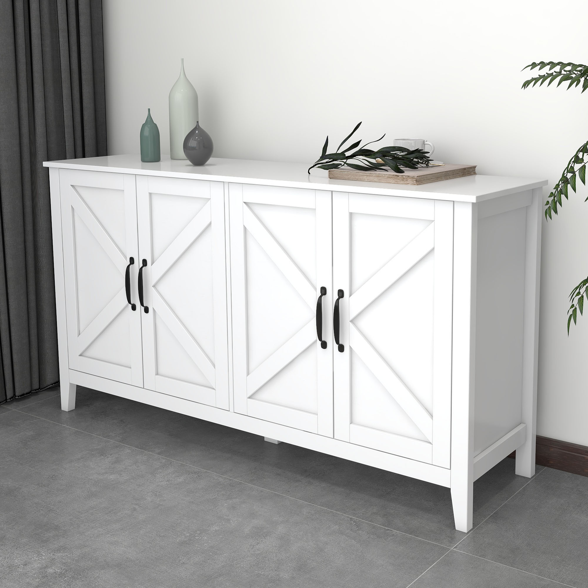 HIUU White Storage Buffet for Living Room,Kitchen