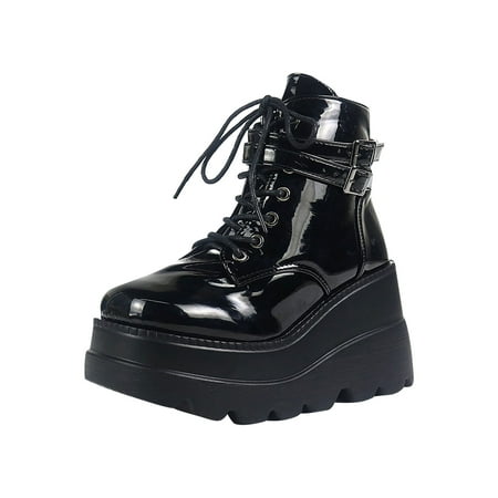 

Babysbule Womens Shoes Clearance Ladies Fashion Colorful Side Zipper Luminous Platform Wedge Heel Boots Shoes