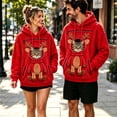 thumbnail image 7 of Frostluinai Womens Cats Hoodie with Pouch Zipper Fuzzy Fleece Pet Carrier Sweatshirt Christmas Reindeer Print Zippered Pet Pouch Adjustable Hole Pockets, 7 of 7