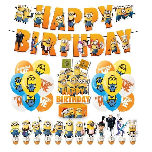 Globos de Látex Decorativos y Adornos Colgantes para Cumpleaños  Alusivos a Minions en color Amarillo