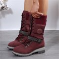 thumbnail image 4 of EKVAHL Women's Mid‑Calf Winter Boots, Non‑Slip Faux Suede Lace‑Up Boots, Block Heel Casual Walking Shoes For Cold Weather Red, 4 of 5