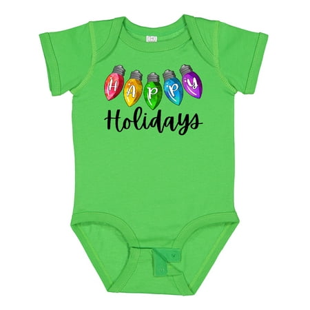 

Inktastic Happy Holidays Rainbow Christmas Lights Boys or Girls Baby Bodysuit