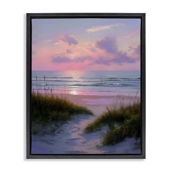 Stupell Industries Romantic Beach Sunset in Pink Black Framed Floater Canvas Wall Art, design by Franklyn Gregory