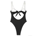 thumbnail image 2 of URSOFINE Women's Ruched Tummy Control One Piece Swimsuit V Neck Cutout High Cut Bathing Suit, 2 of 5