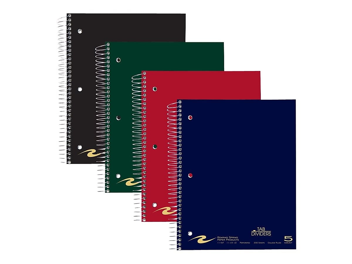 Staples Roaring Spring 5-Subject Notebook 8.5' x 11' College Ruled 280321