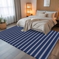 thumbnail image 5 of 6x9Ft Area Rugs Navy Blue Striped Non-Skid Rubber Backing Large Rectangle Rugs - Living Room Bedroom Home Office, Navy Blue White Farmhouse Stripes Indoor Floor Mat Carpets Washable Rug, 5 of 9