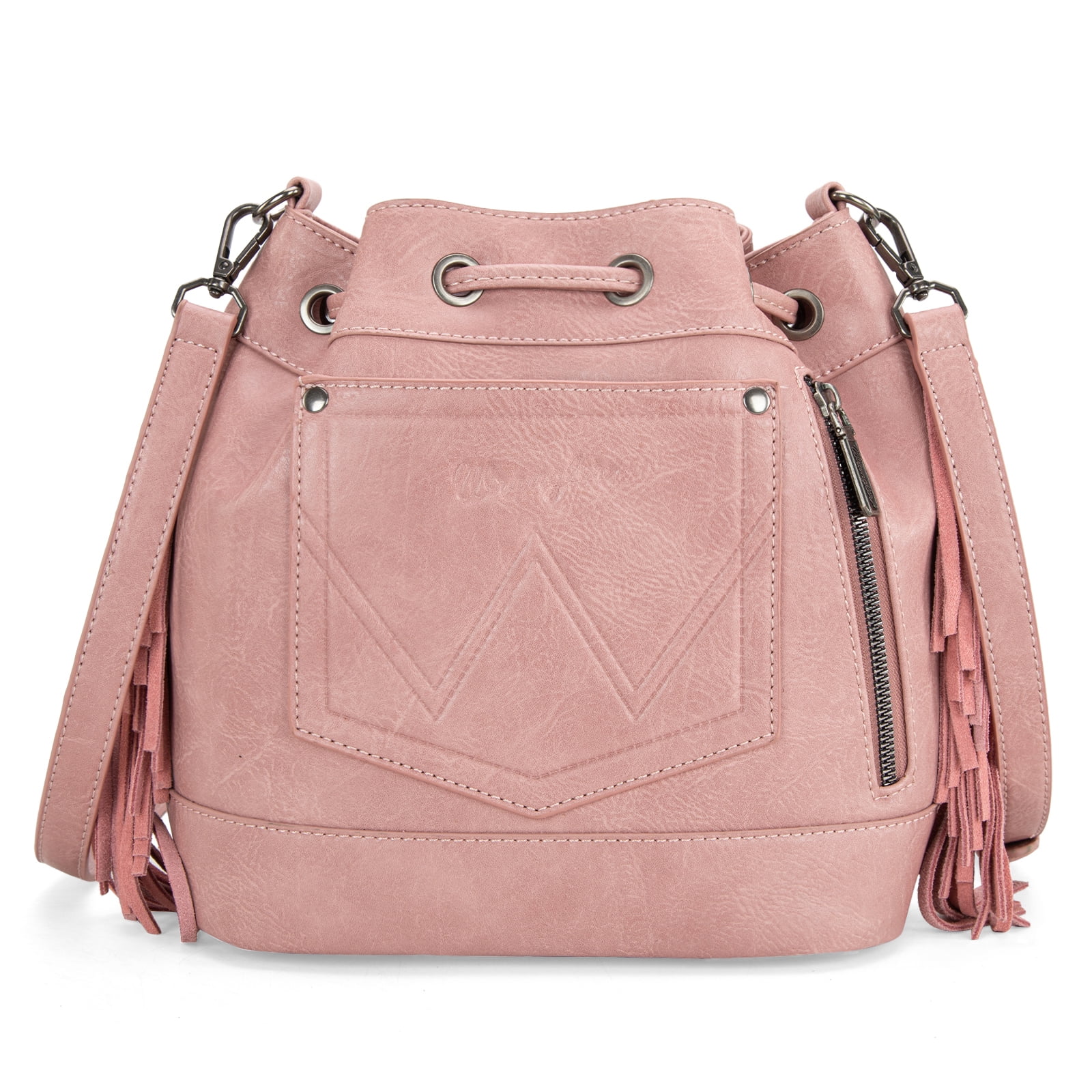 Wrangler Hobo Bags for Women Designer Bucket Purses Western Shoulder Handbags, Pink