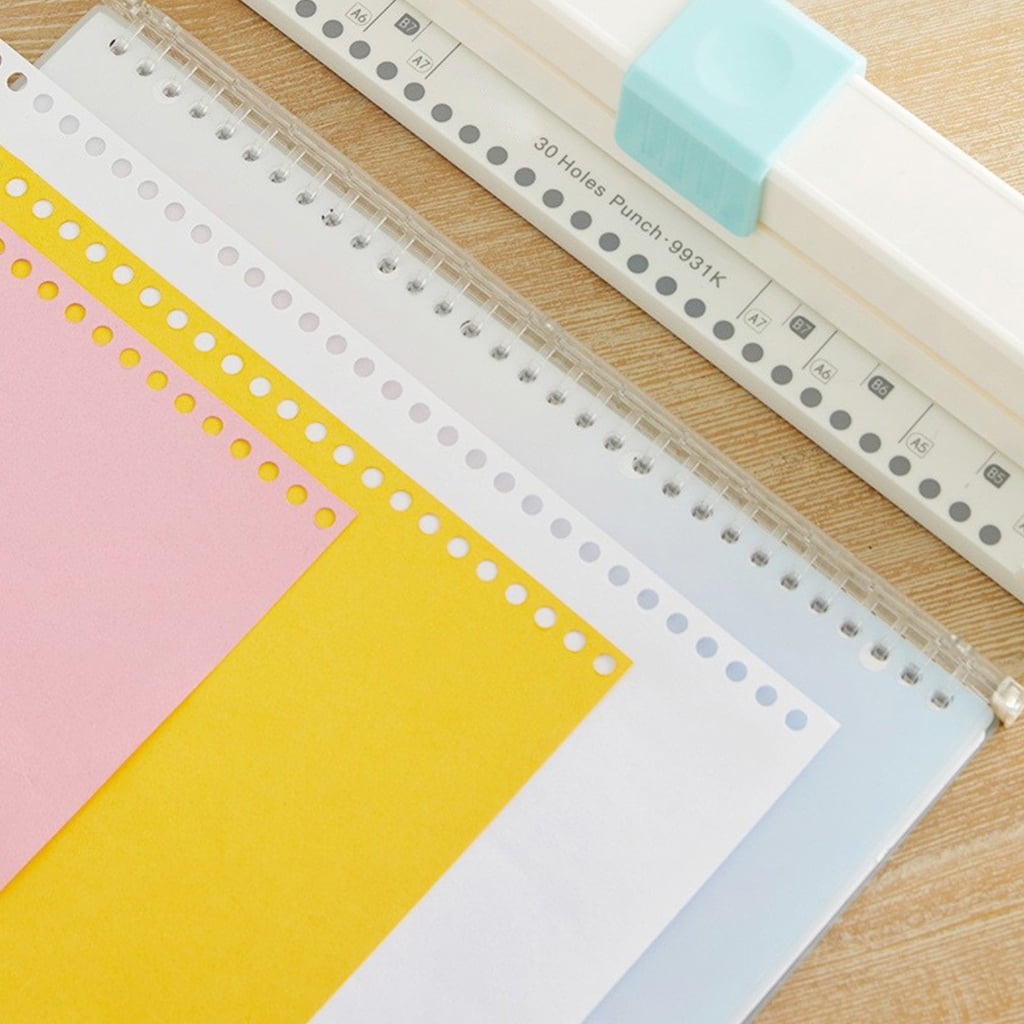 Miiottaa 3 Sheets Paper Puncher, 30 Holes Punches, Punchersliding Hand Hold Long Reach Puncher Round 30 Holes Round Paper Punch