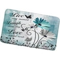 thumbnail image 3 of Teal Daisy Flower Butterfly Bath Mats Inspirational Quote Rustic Farmhouse Spring Floral Plant Country Turquoise Blue Bathroom Rugs Bedroom Kitchen Indoor Floor Carpet 16x24 Inch, 3 of 4