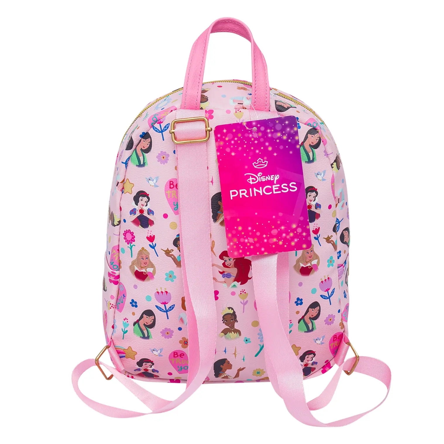 Fast Forward Disney Princess 10” PU Small Backpack – Cute Mini Daypack with Front Pocket