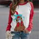 thumbnail image 1 of ICHUANYI Clearance Women's Fashion Printed Loose T-shirt Long Sleeves Blouse Round Neck Casual Tops Sweatshirt Hoodies(Red, L) ICHUANYI WER2023081002622, 1 of 5