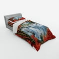thumbnail image 3 of Ambesonne Landscape Bedding Set 4 Pcs, Botanic Fall Forest, Queen, Orange Red and White, 3 of 3