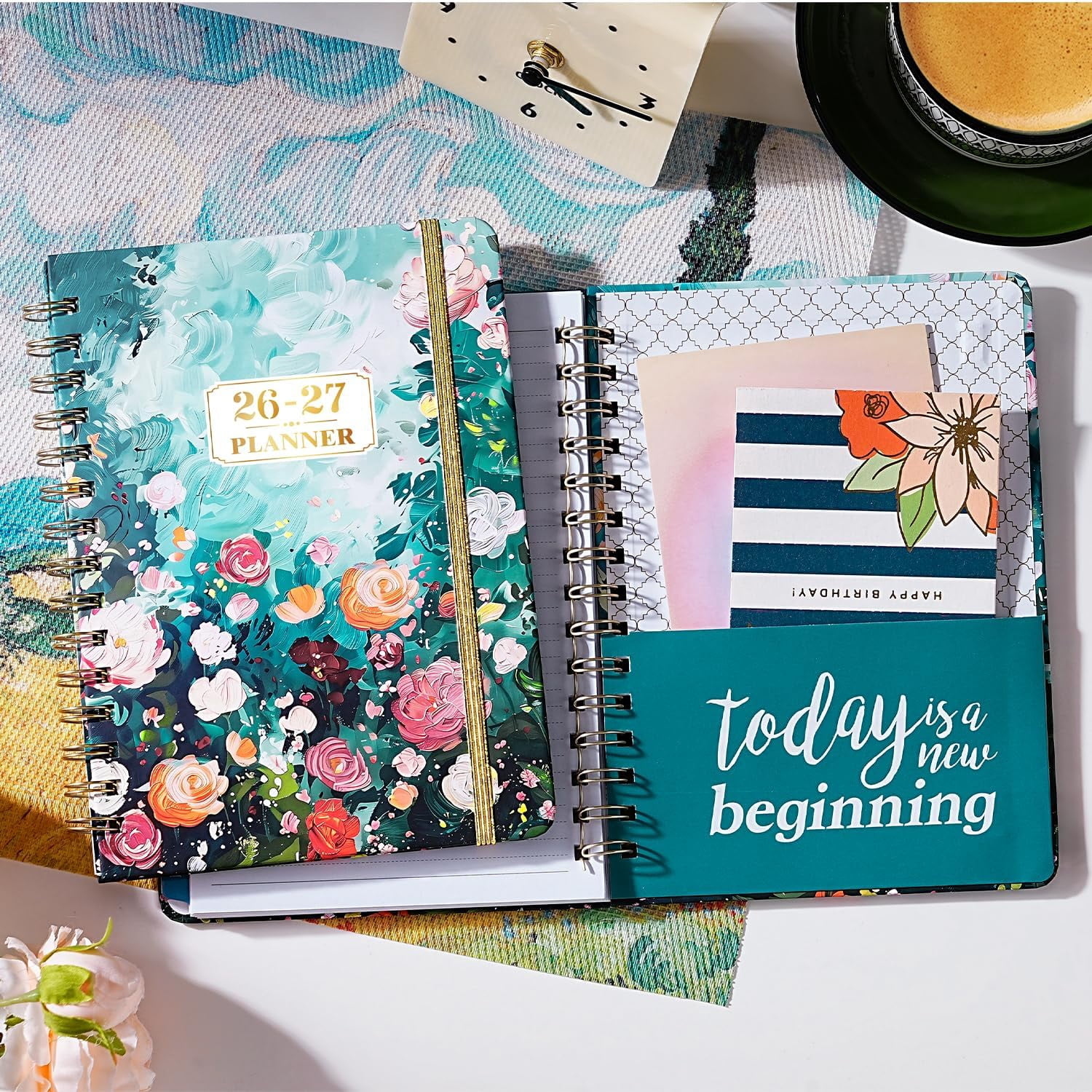 2026-2027 Planner - July 2026 - June 2027, Weekly Monthly Planner 2026-2027 with Colorful Tabs, 6.3" x 8.4", Floral, Twin-Wire Binding